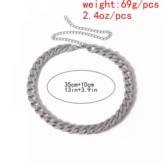 Unisex Silver Cuban Statement Necklace - Picture 9 of 9